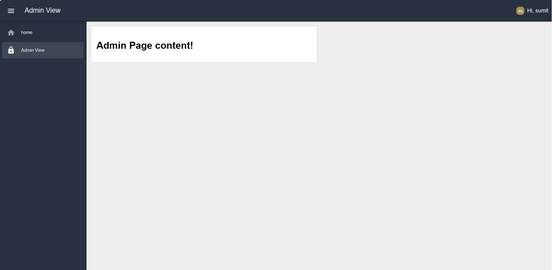 Screenshot displaying the Dashboard view of admin users "Screenshot displaying the Dashboard view of admin users"