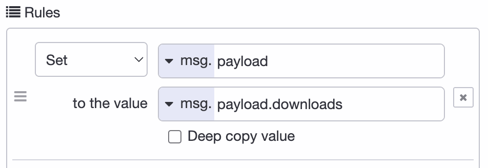 Change node to set the payload with downloads