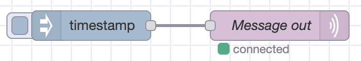 Connected MQTT node showing green status